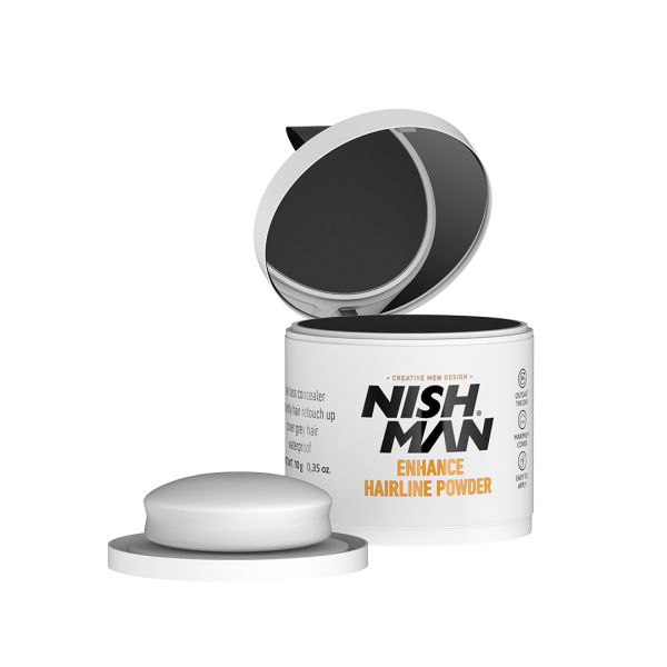 Nish Man Hairline Powder hajszínező por, fekete - 10 g
