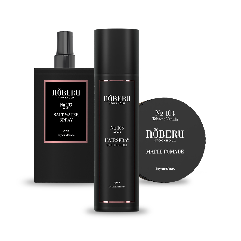 Noberu Hajformázó csomag 1. - Matte Pomade 80ml + Sea Salt Spray 200ml + Hajlakk Amalfi 250ml
